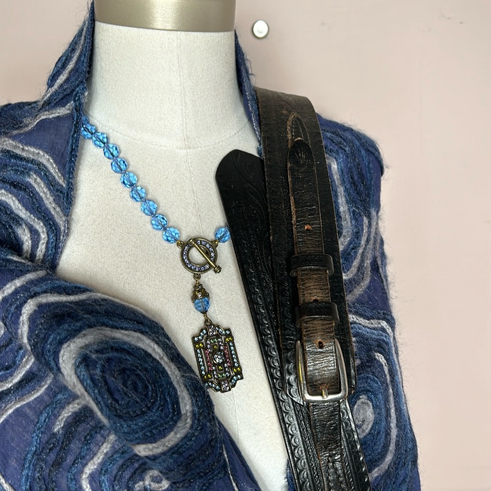 Black Printed Frontier Extra Long Belt size 54 / 154 vintage